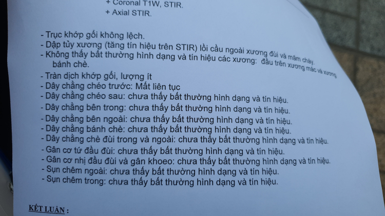 Hic...đứt dây chằng chéo trước dồi. Hic...đứt dây chằng chéo trước dồi.