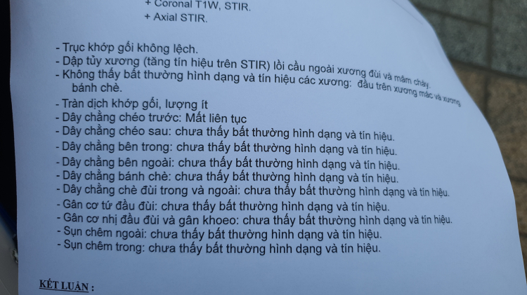 Hic...đứt dây chằng chéo trước dồi.