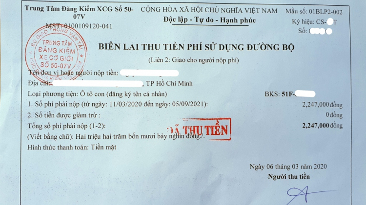 Mức phí đăng kiểm và phí đường bộ cho các bác đăng kiểm lần 2