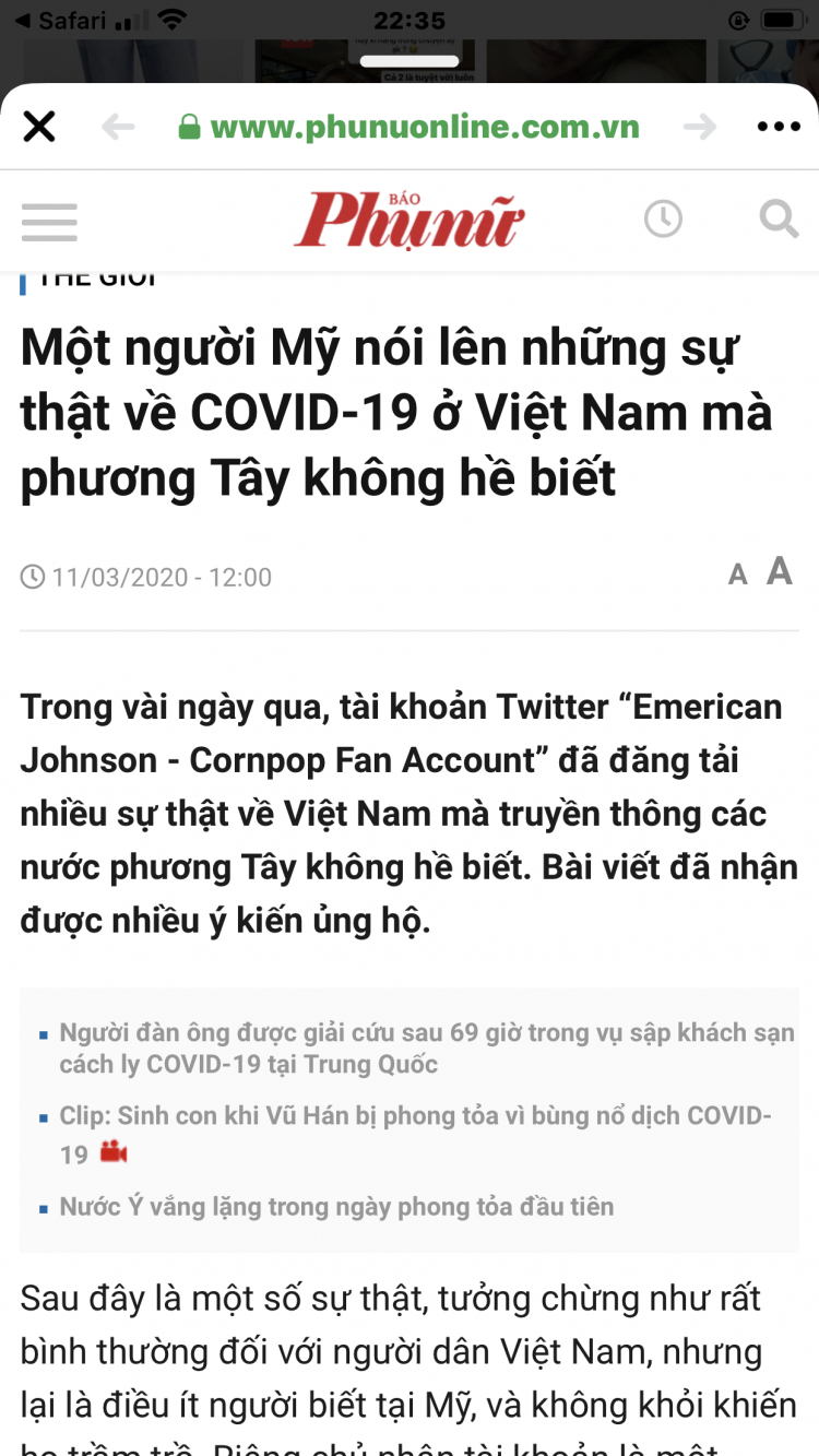 Một người Mỹ đã nhận định về Việt Nam, chống dịch Covid rất tuyệt vời