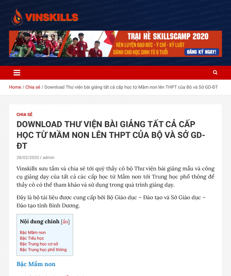 link thư viện bài giảng các lớp học