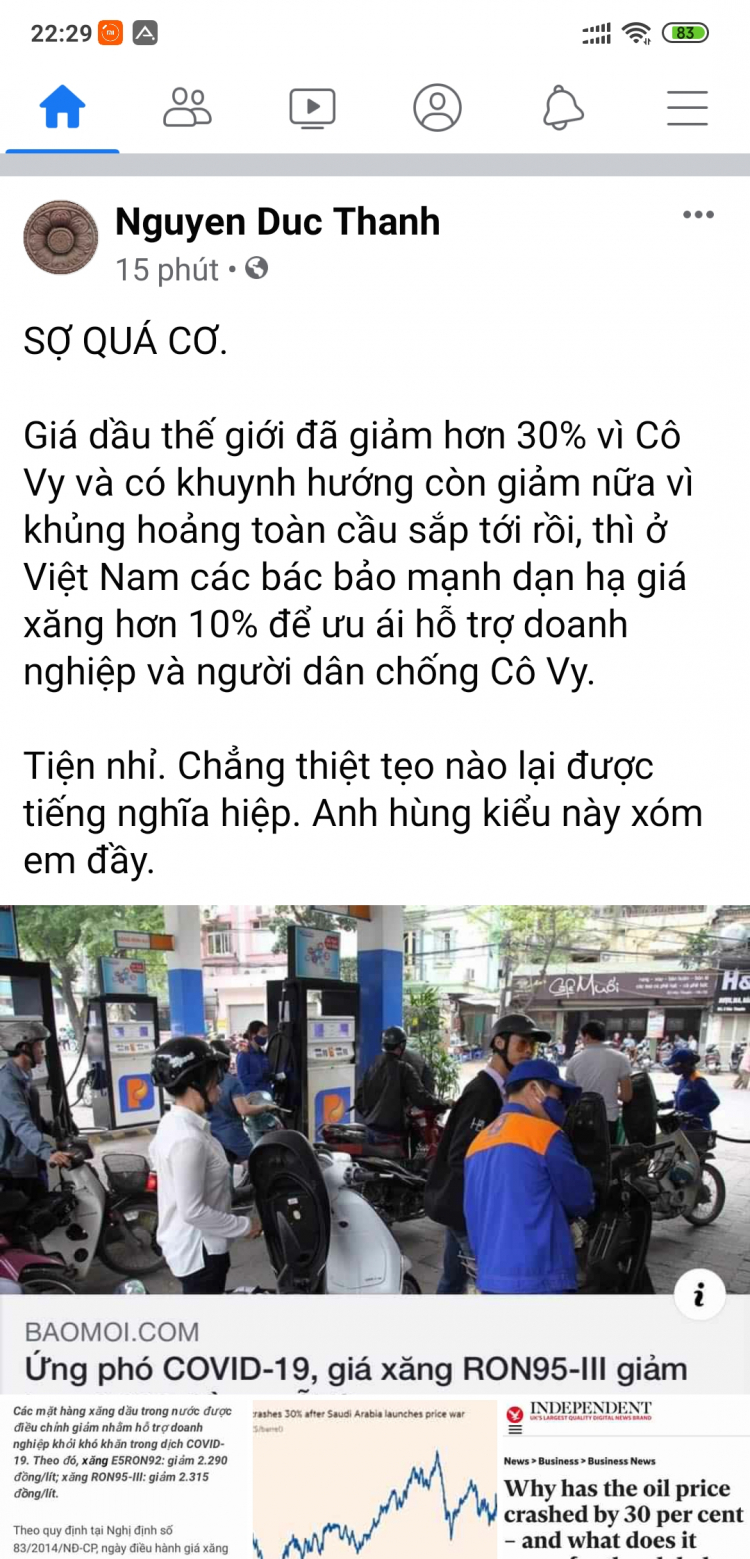 Xăng giảm hơn 2,3k, mí anh đã hài lòng chưa ?