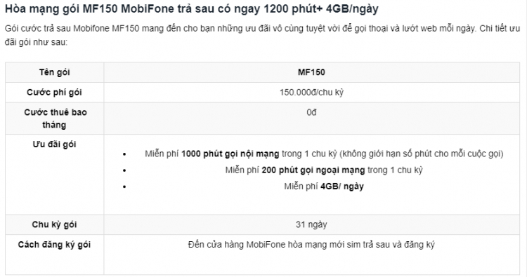 Đăng ky gói 4G của Mobifone?