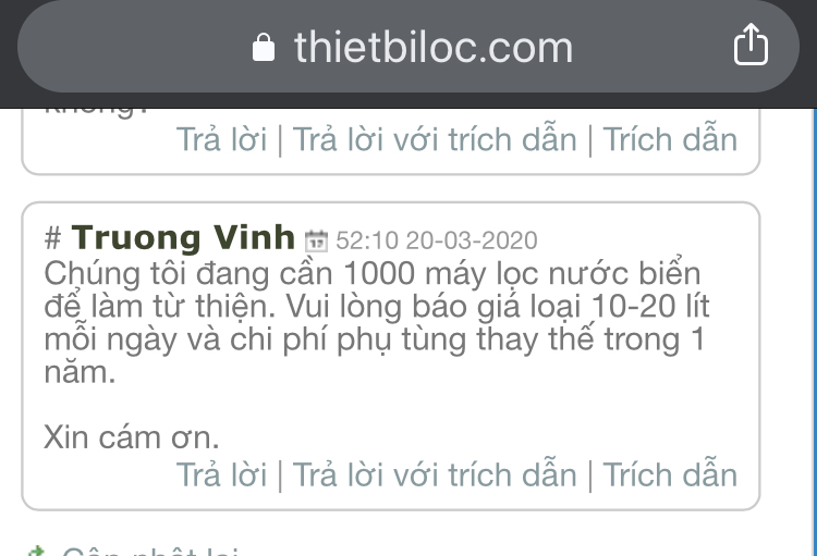 Giúp đỡ bà con miền Tây lắp máy lọc nuoc nhiễm mặn thành nước uống không các bác mợ?