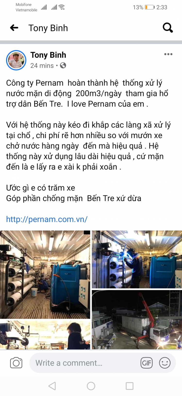 Giúp đỡ bà con miền Tây lắp máy lọc nuoc nhiễm mặn thành nước uống không các bác mợ?