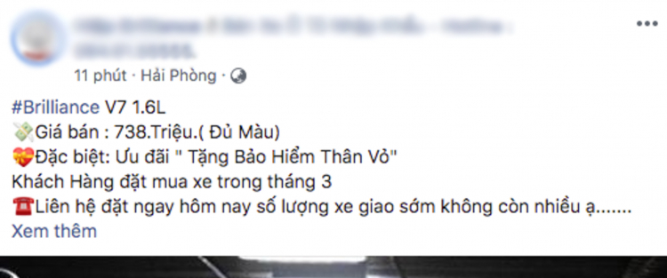 Brilliance V7: CUV Trung Quốc 7 chỗ có giá 738 triệu đồng vừa về Việt Nam