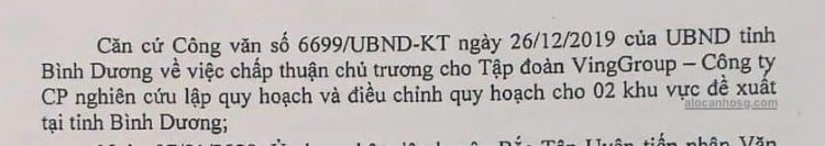 Vingroup đầu tư 2 dự án tại Bình Dương quy mô gần 1.000ha. Bác nào có thông tin không ah?