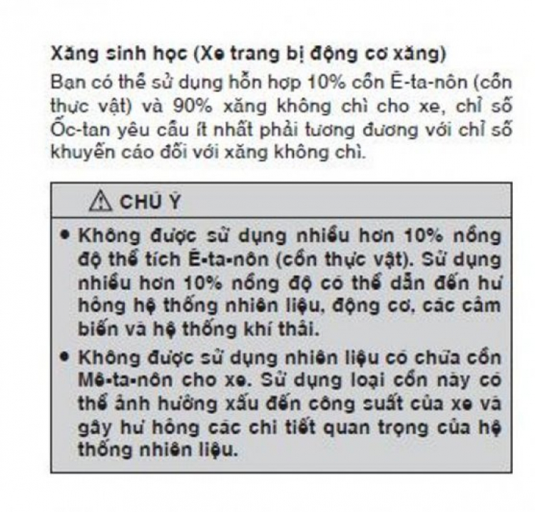 Xăng E5 - Cảm nhận