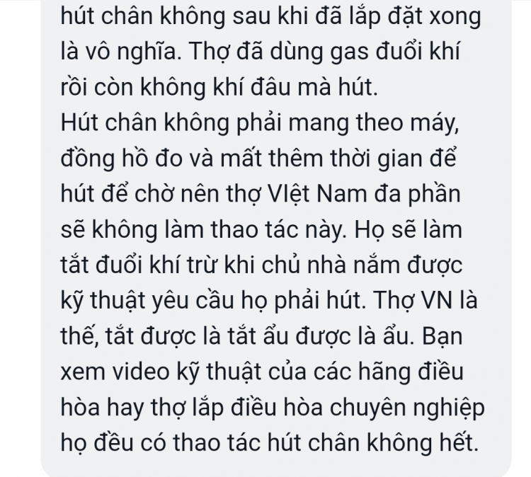 Tại sao 99% thợ, khi lắp máy lạnh, không hút chân không?