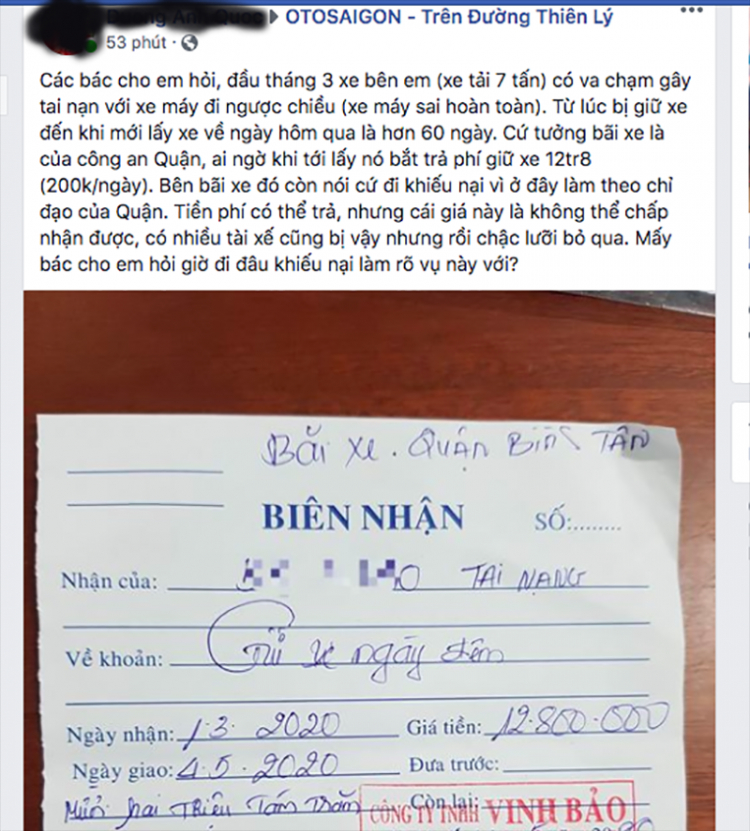 Tạm giam 60 ngày, mất 12 triệu 8 phí giữ xe thì đi đâu khiếu nại?