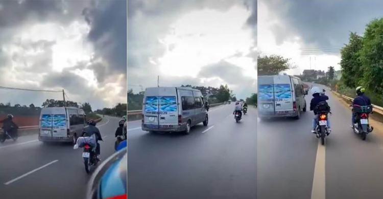 Video: Nhóm phượt thủ liên tục ném đá vào xe khách trên quốc lộ 20