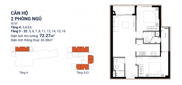 Chính chủ bán căn hộ Ascent Plaza 2 phòng ngủ, 2WC 72.55m2, view hồ bơi, chênh lệch thấp
