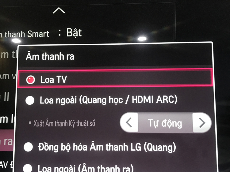 TV LG lấy âm thanh từ HDMI ARC