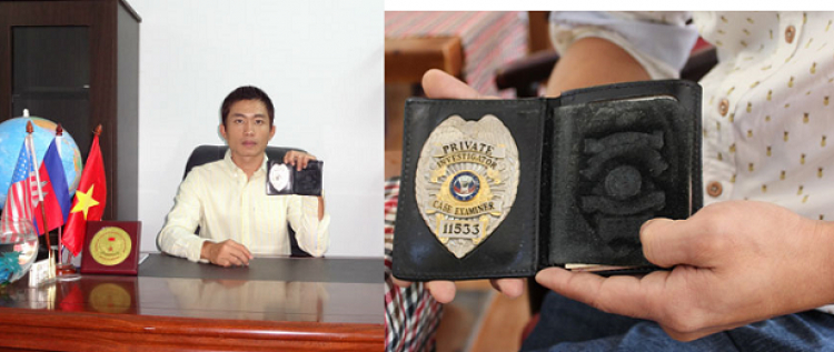 Thám tử tư Sài Gòn Lương Gia uy tín, chuyên nghiệp - Huy hiệu thám tử tư: PI - 11533 cấp tại Mỹ