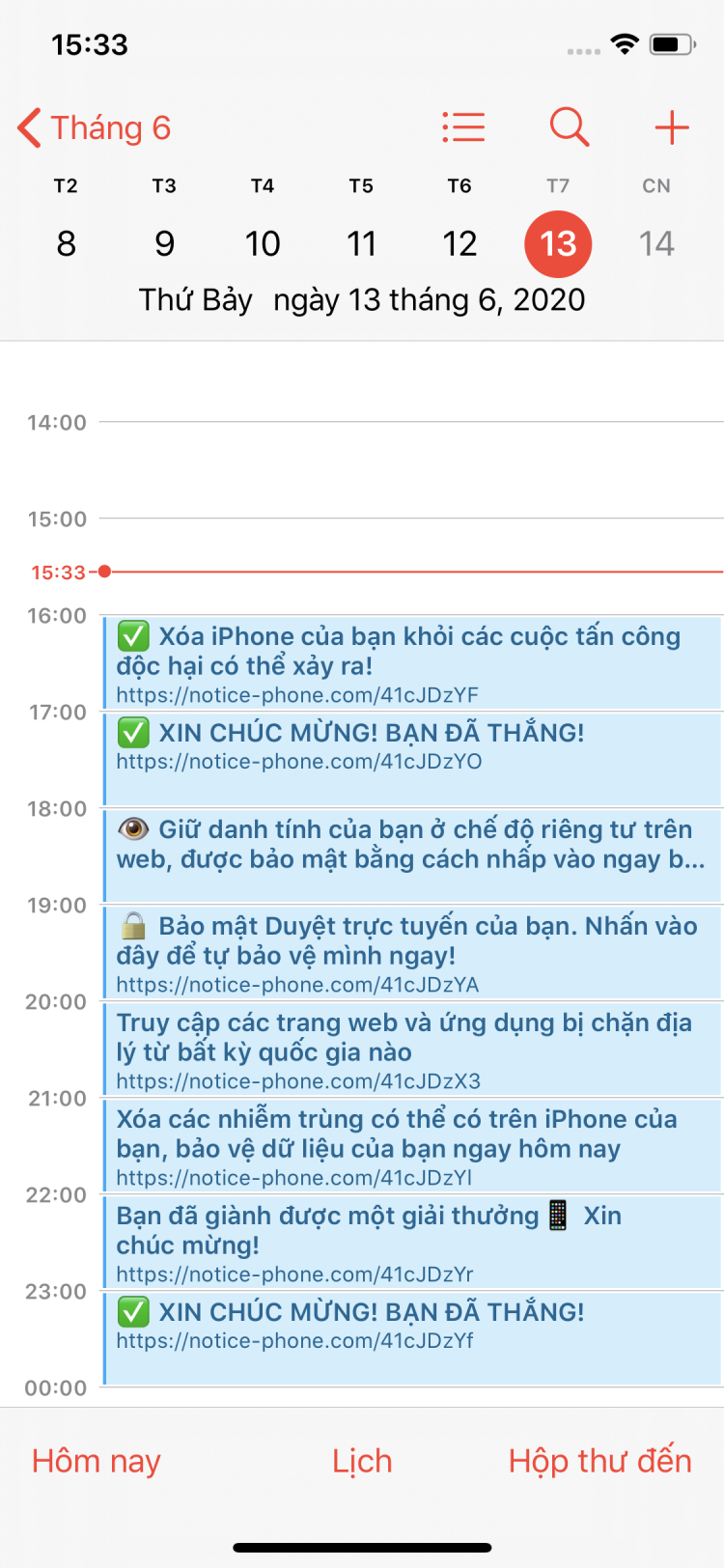 Iphone nó báo ngày 13/06 như vậy là sao mấy anh ?