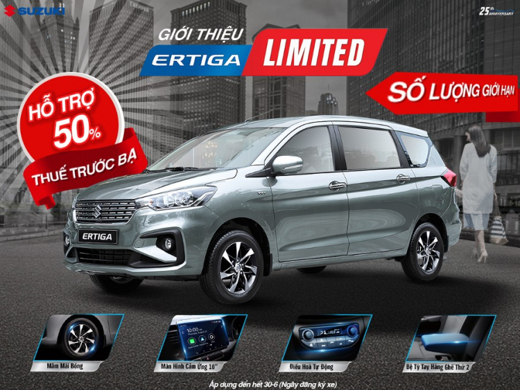 Hỗ trợ lệ phí trước bạ cho Suzuki Ertiga Limited, Ertiga Sport, Super Carry Pro hoàn toàn mới trong tháng 6