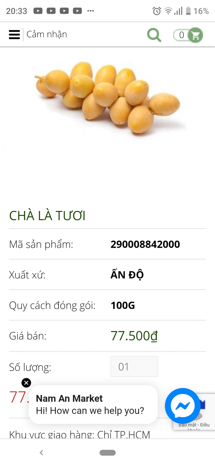 Chà là tươi Ấn Độ