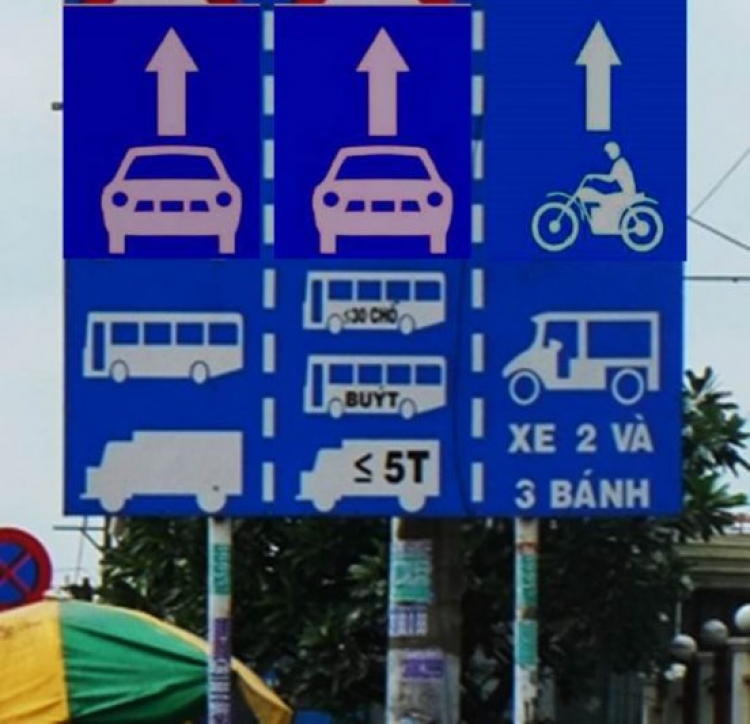 bổ sung mũi tên chỉ làn vào phía trên mỗi làn