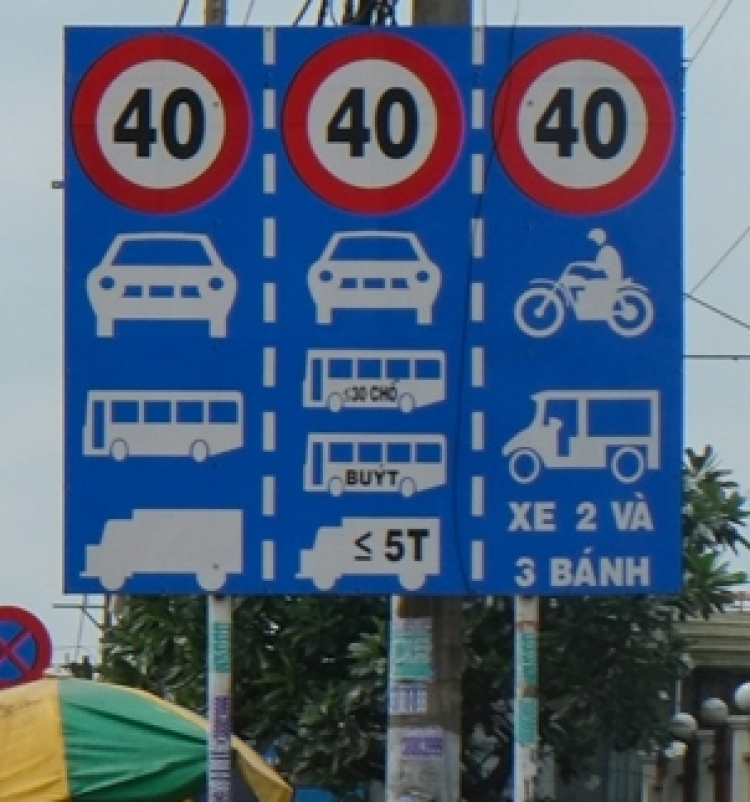 biển báo hạn chế tốc độ nằm phía trên