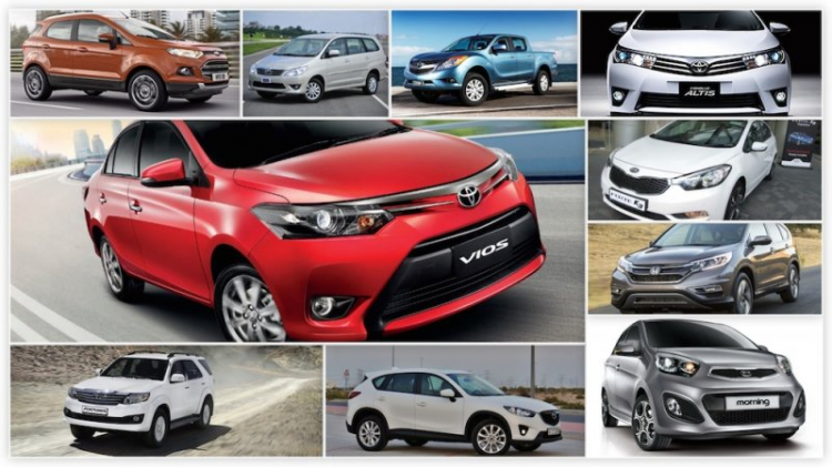 Danh sách 10 xe bán chạy nhất tháng 2/2015 tại Việt Nam