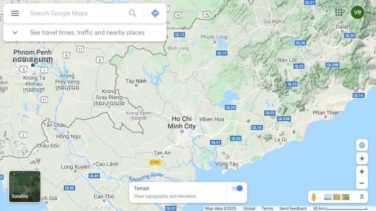 Bản đồ cao độ các vùng ở Sài Gòn, nhấn phát hiện độ cao so với mực nước biển?