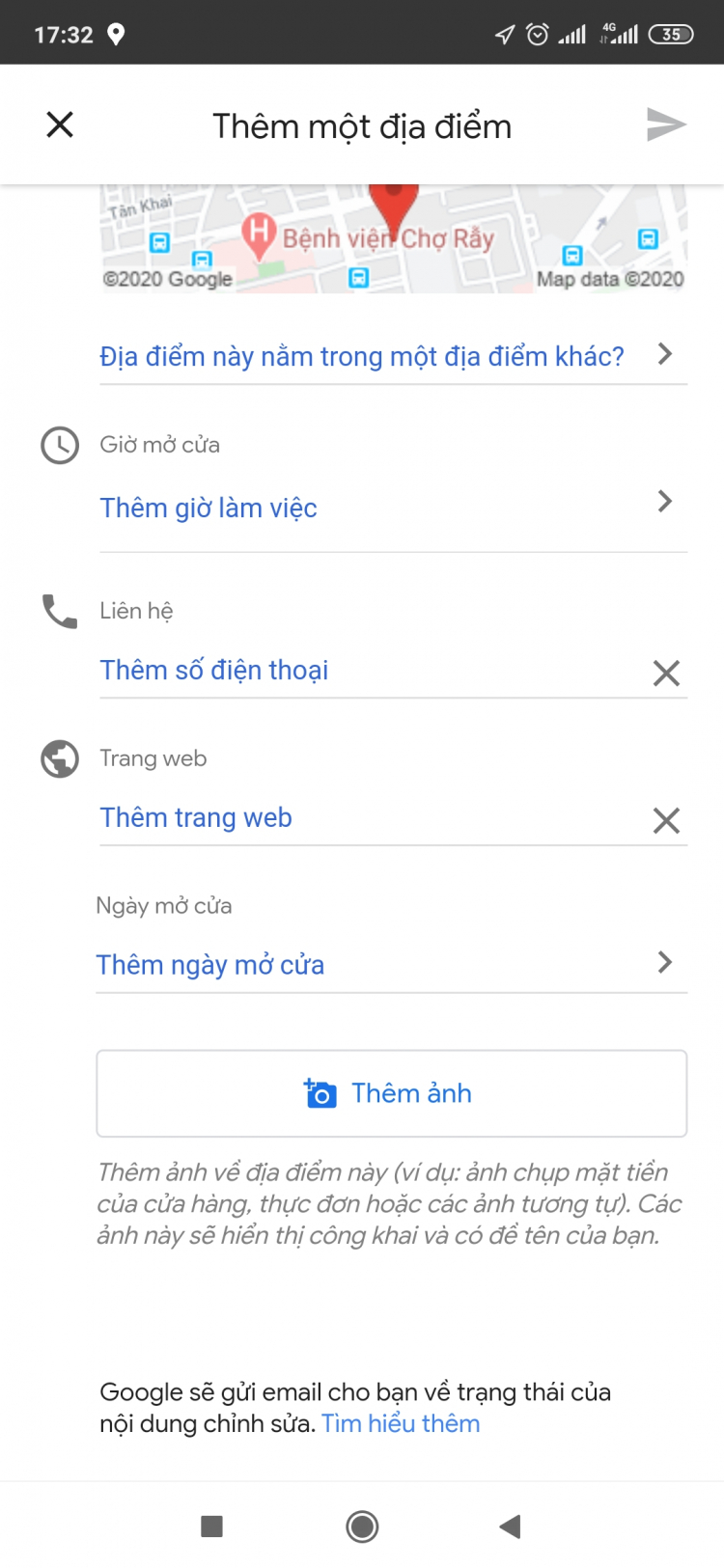 Hỏi về cập nhật tên quán, địa chỉ trên google