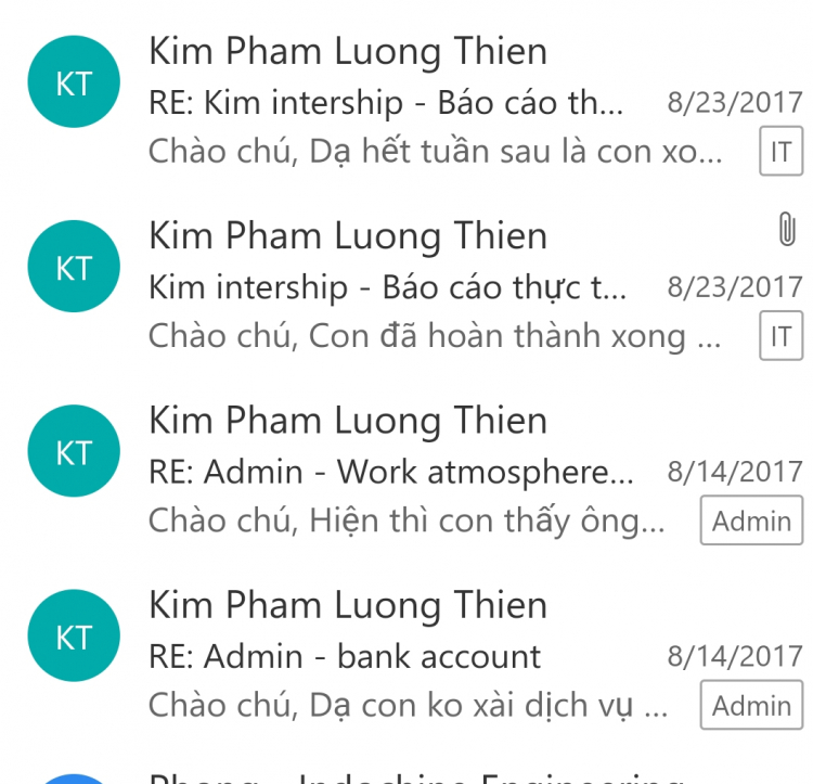 Xin thực tập ở cty thực phẩm.