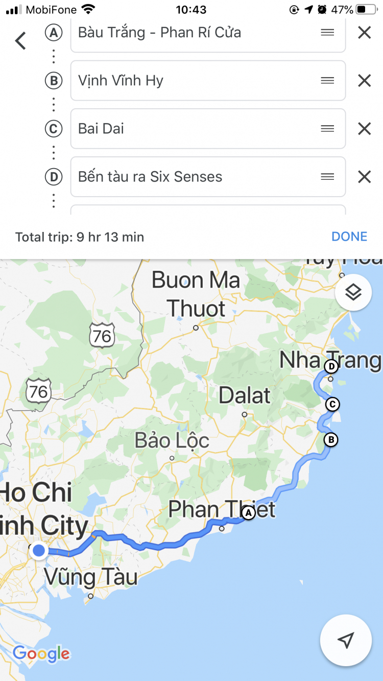 Hành trình SG - Nha Trang