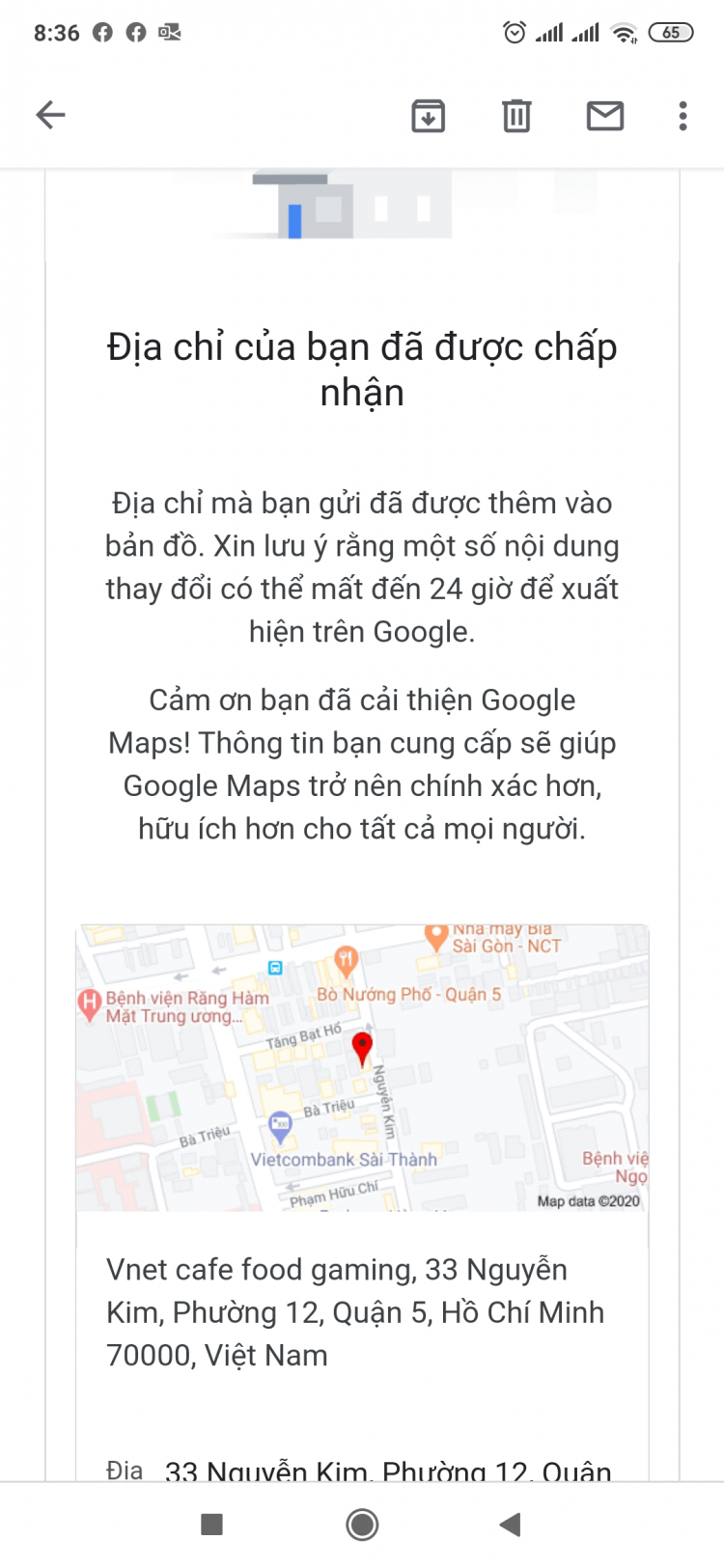 Hỏi về cập nhật tên quán, địa chỉ trên google