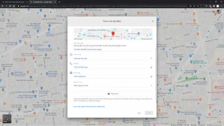 Hỏi về cập nhật tên quán, địa chỉ trên google