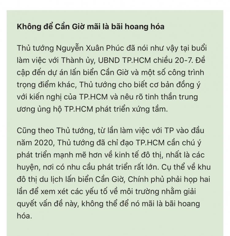 Cập nhật tình hình đất Huyện Cần Giờ