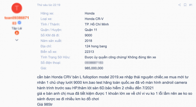 Honda CR-V có giữ giá trong phân khúc CUV 5 và 5+2 tại Việt Nam?