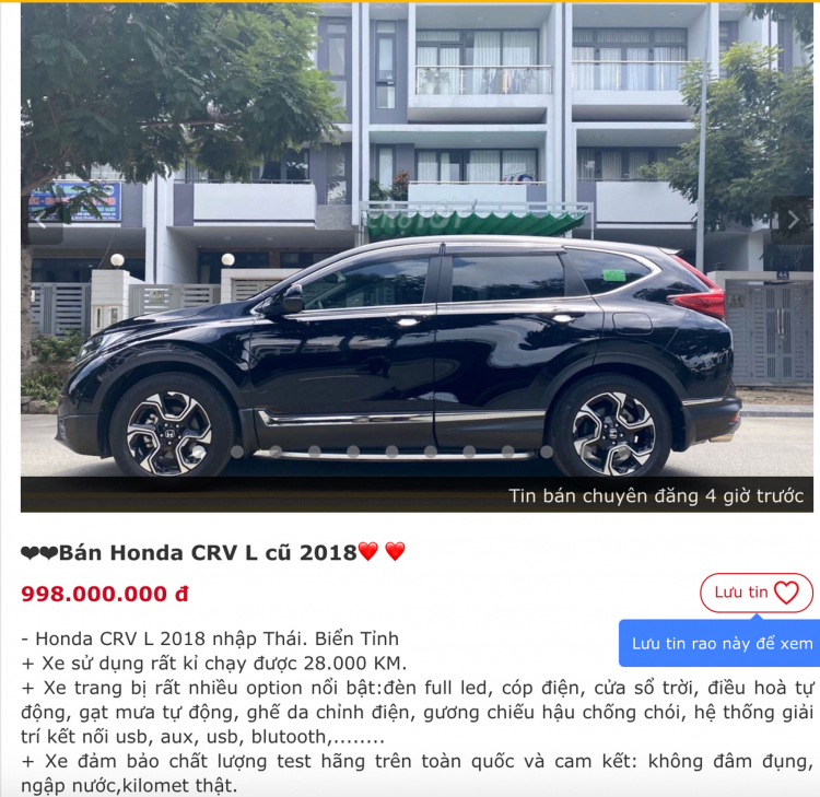 Honda CR-V có giữ giá trong phân khúc CUV 5 và 5+2 tại Việt Nam?