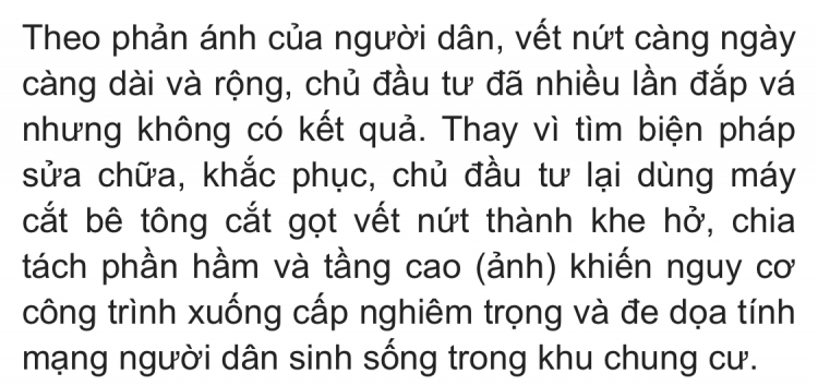 Các anh kỹ sư xây dựng cho ý kiến về vụ Nứt chung cư Đạt Gia Residence Thủ Đức