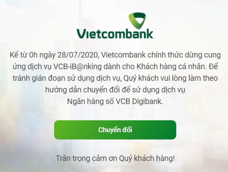 Vietcombank sập mạng