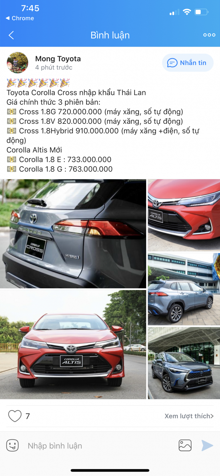 Toyota Corolla Cross mới