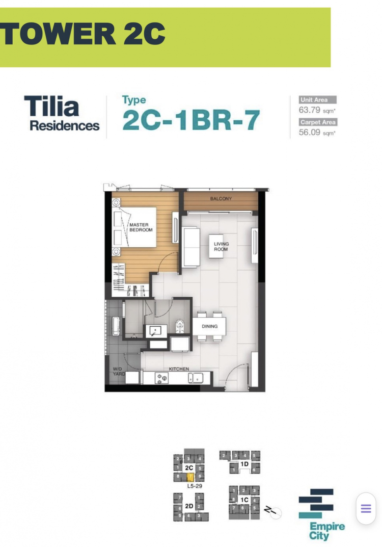 EMPIRE CITY TILIA RESIDENCES 1PN 64M2 BÁN RẺ HƠN THỊ TRƯỜNG 1 TỶ