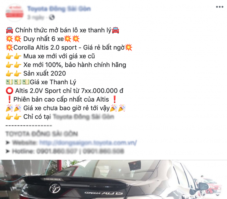 Đại lý Toyota “xả hàng” Corolla Altis 2.0V Sport giảm giá gần 200 triệu đồng