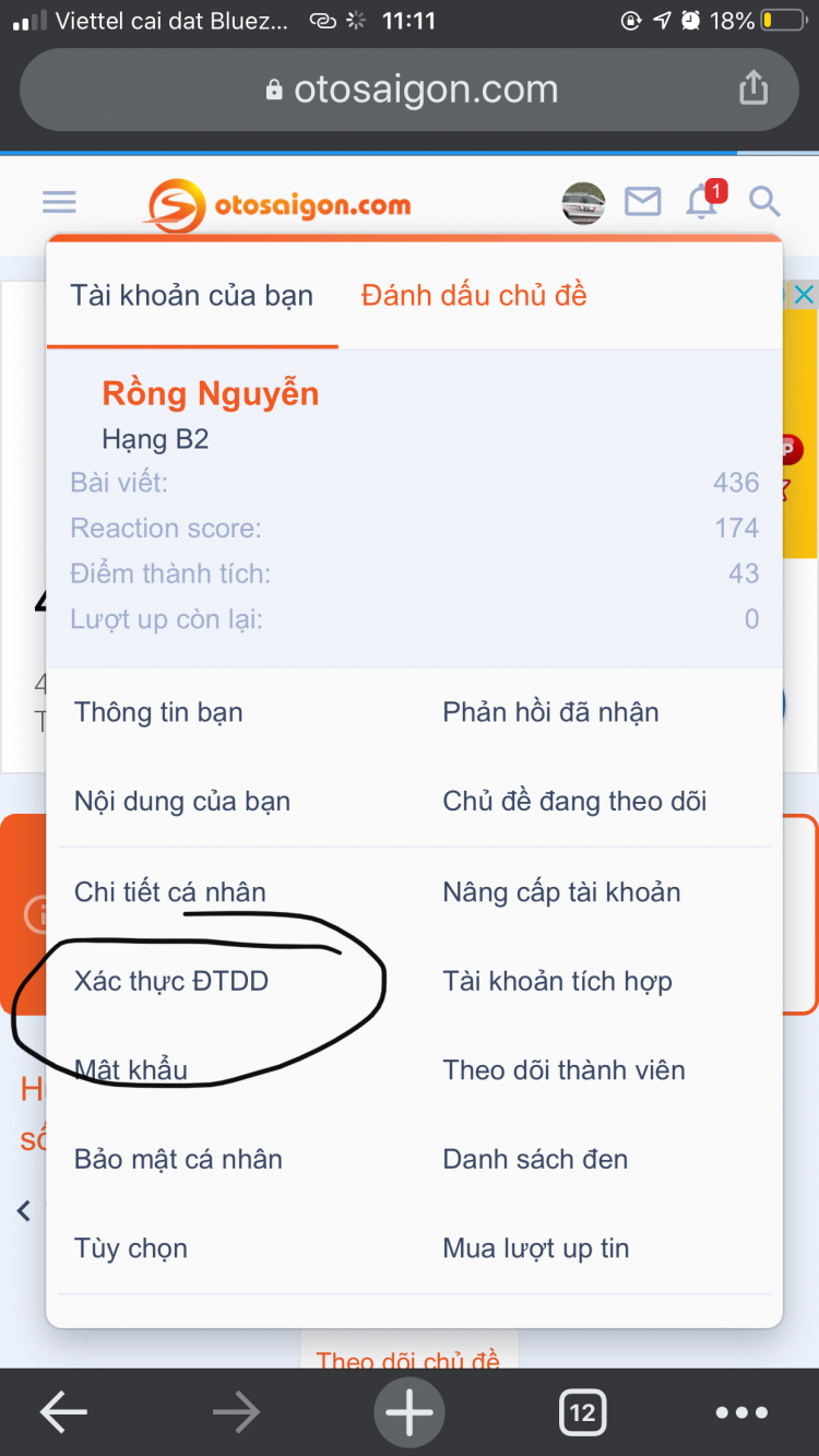 Hướng dẫn xác thực tài khoản thành viên OS bằng số ĐTDĐ