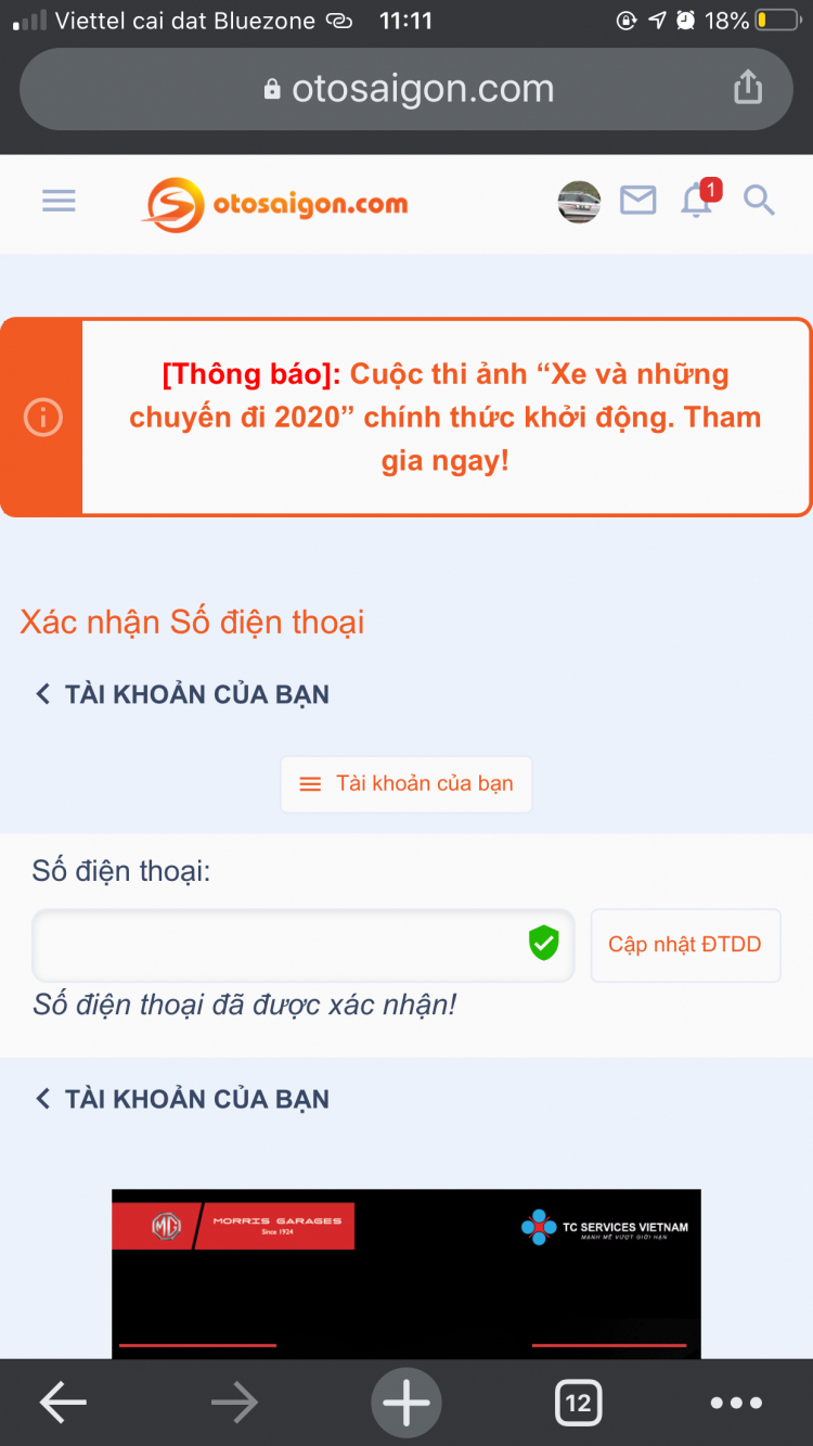 Hướng dẫn xác thực tài khoản thành viên OS bằng số ĐTDĐ