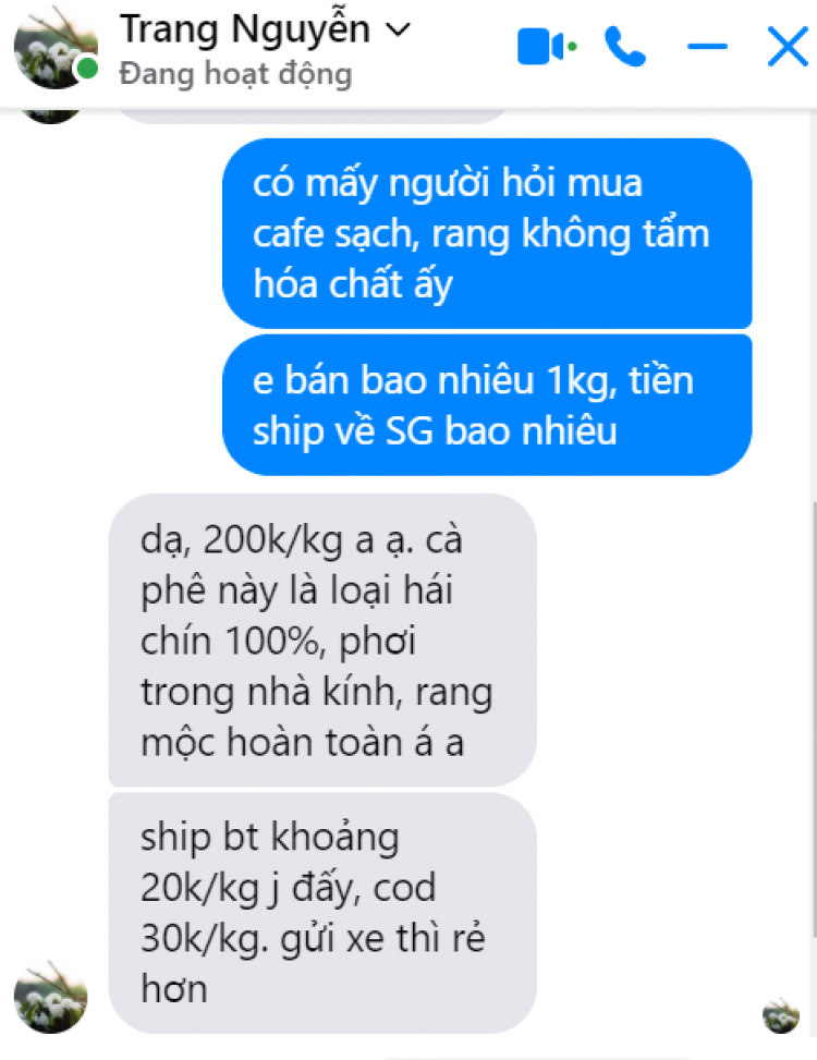 Mua cà phê hạt không tẩm hương, hóa