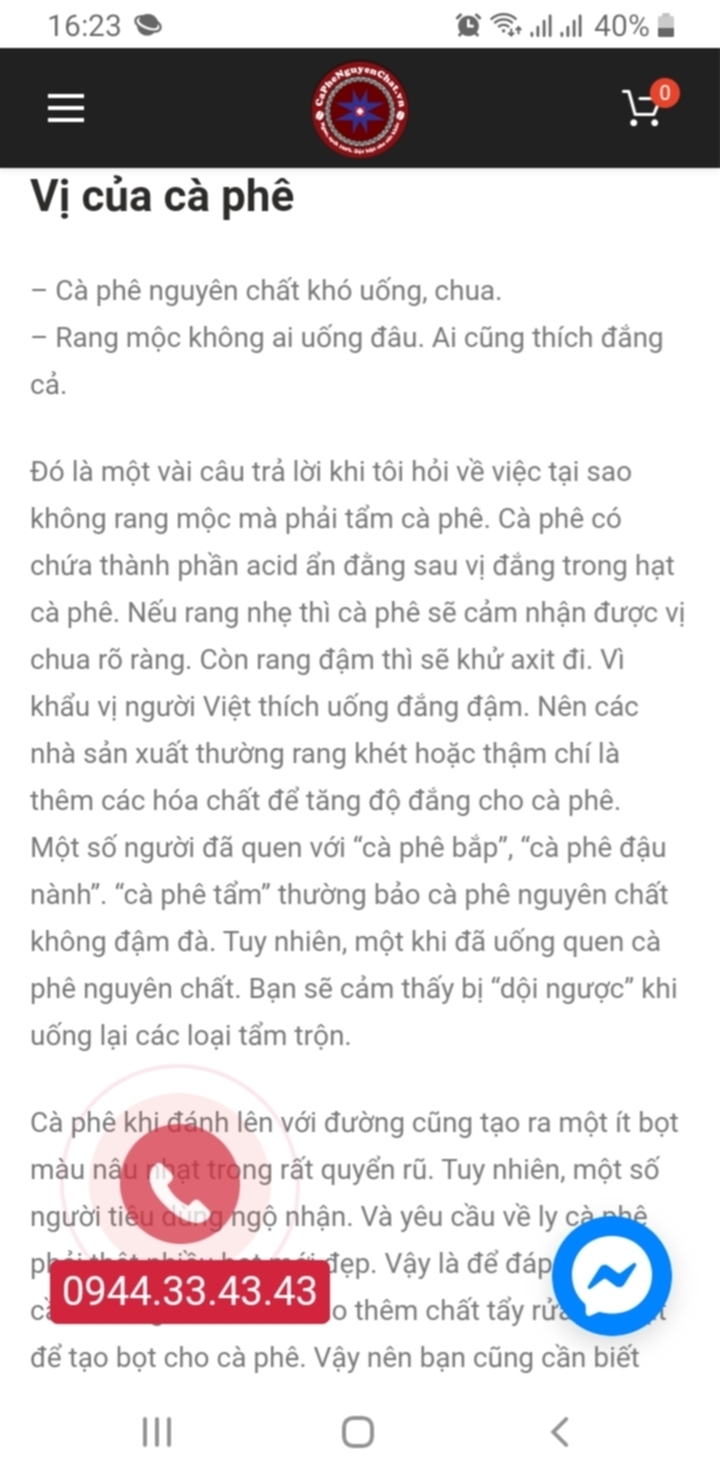 Mua cà phê hạt không tẩm hương, hóa