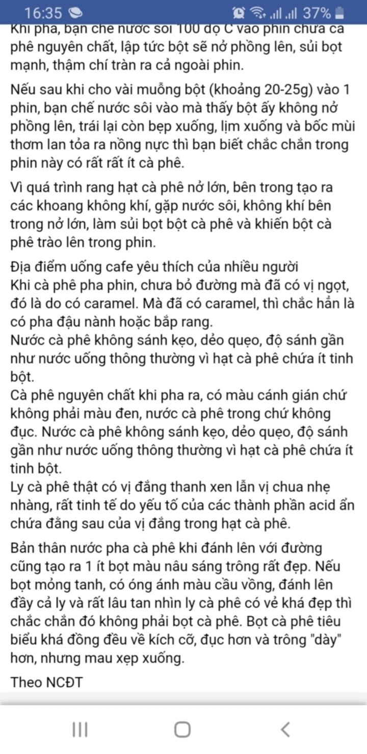 Mua cà phê hạt không tẩm hương, hóa