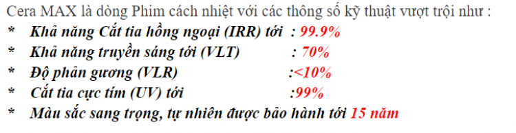 Film Cách Nhiệt CeraMax  Đến Từ Hàn Quốc - Dán Tận Nơi, Bảo Hành 15 Năm.