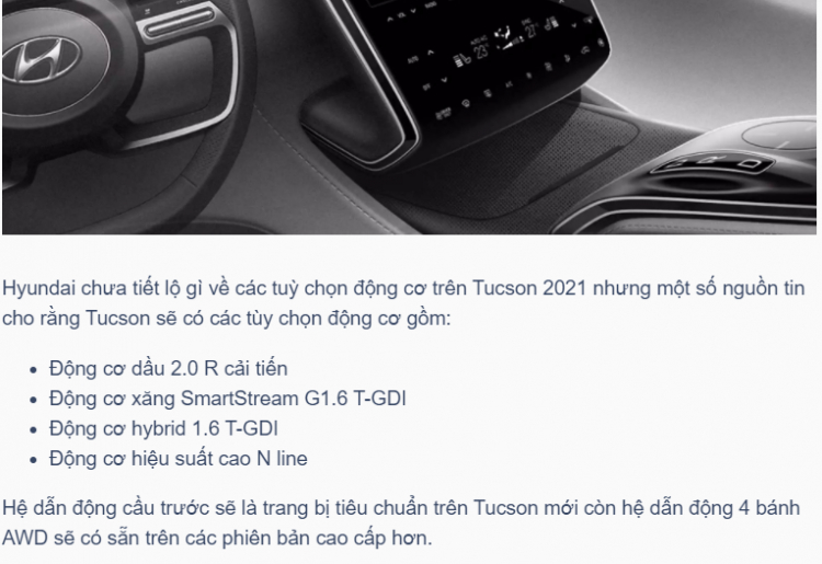 Hyundai Tucson 2021 hé lộ nội thất cực hiện đại Hyundai Tucson 2021 hé lộ nội thất cực hiện đại