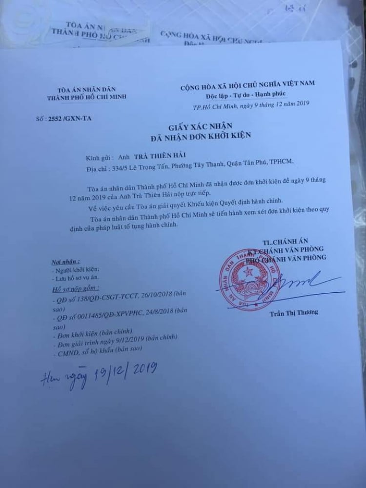 Ngày mai 29.09 Tòa Án Tp HCM xét xử vụ đội An Lạc bắt "sai làn" biển R415.