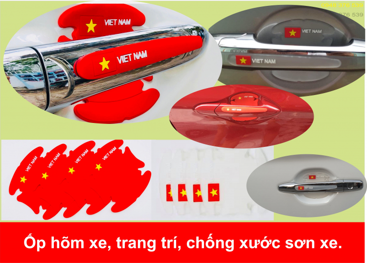 Combo trang trí tay nắm xe hơi Cờ Việt Nam mới ra 2020