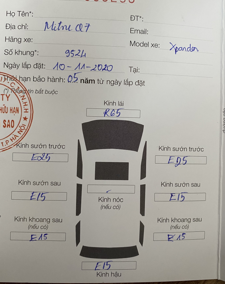 Hỏi về phim cách nhiệt cho Xpander Hỏi về phim cách nhiệt cho Xpander