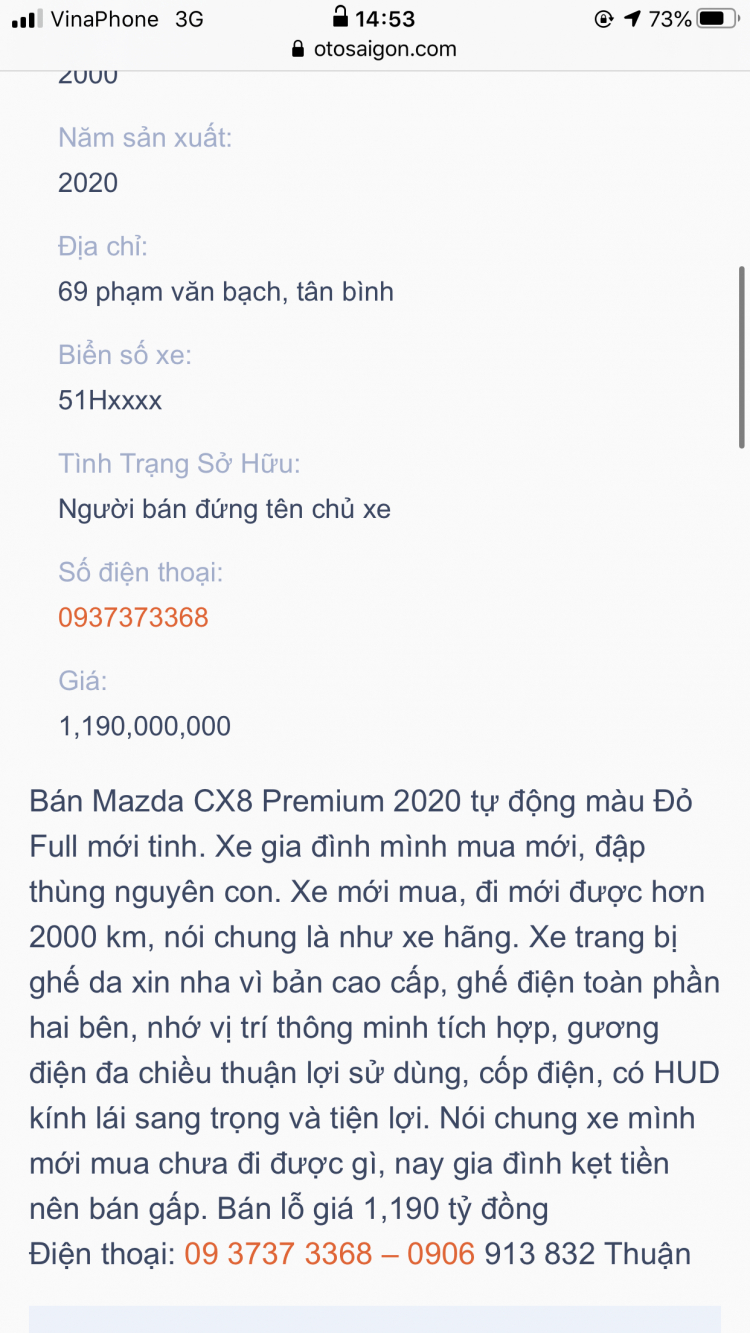 Lăn bánh khoảng 2.000km, chủ xe Mazda CX-8 chấp nhận rao bán “lỗ” gần 300 triệu đồng Lăn bánh khoảng 2.000km, chủ xe Mazda CX-8 chấp nhận rao bán “lỗ” gần 300 triệu đồng