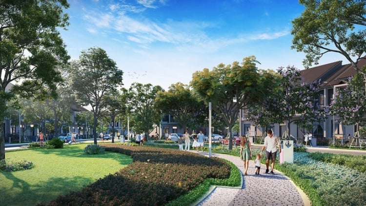 Chủ đầu tư thiết kế công viên nội khu rộng khoảng 2.000 m2 dành riêng cho cư dân Topaz Town. Ảnh phối cảnh: Đất Xanh.